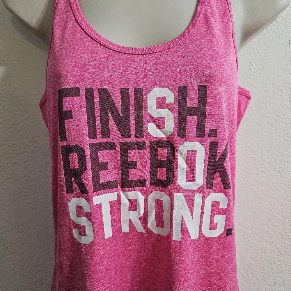 REEBOK "Finish Reebok Strong" Racerback Tank Pink Size S - Picture 6 of 9